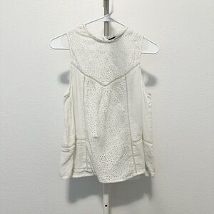 Abercrombie and Fitch White Eyelet Tank with Back Buttons